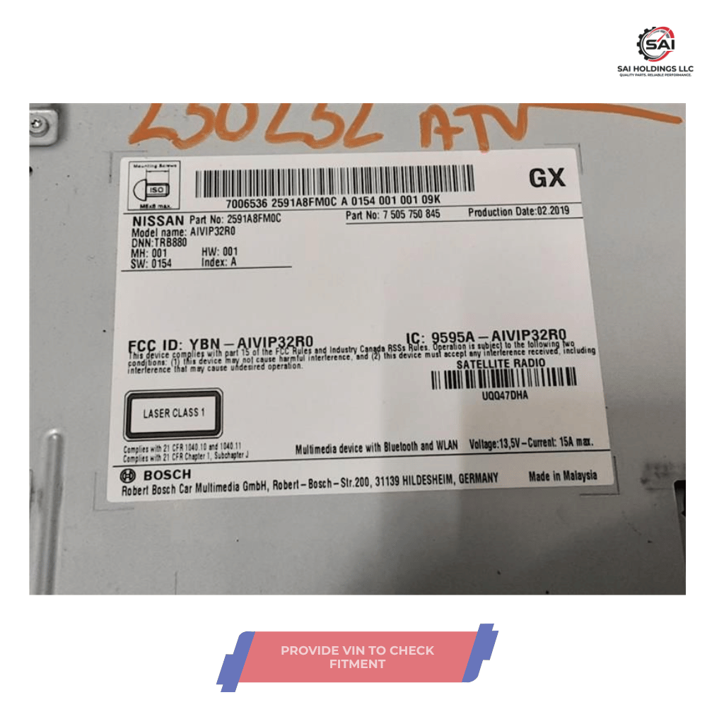 2018–2020 Nissan Rogue AM FM CD Radio Display & Receiver Single CD OEM — view 3