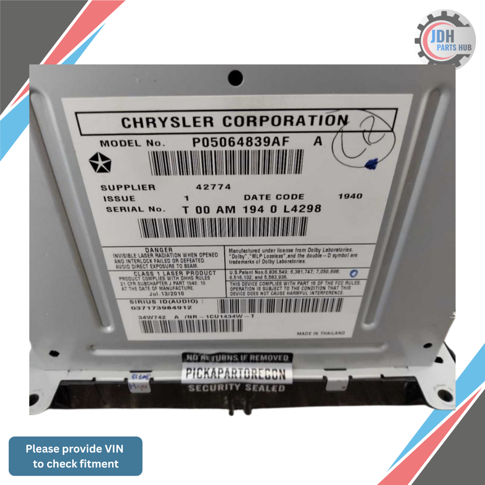 2011 Jeep Grand Cherokee Radio with Navigation Sat CD DVD HDD Face ID RHB OEM — view 2
