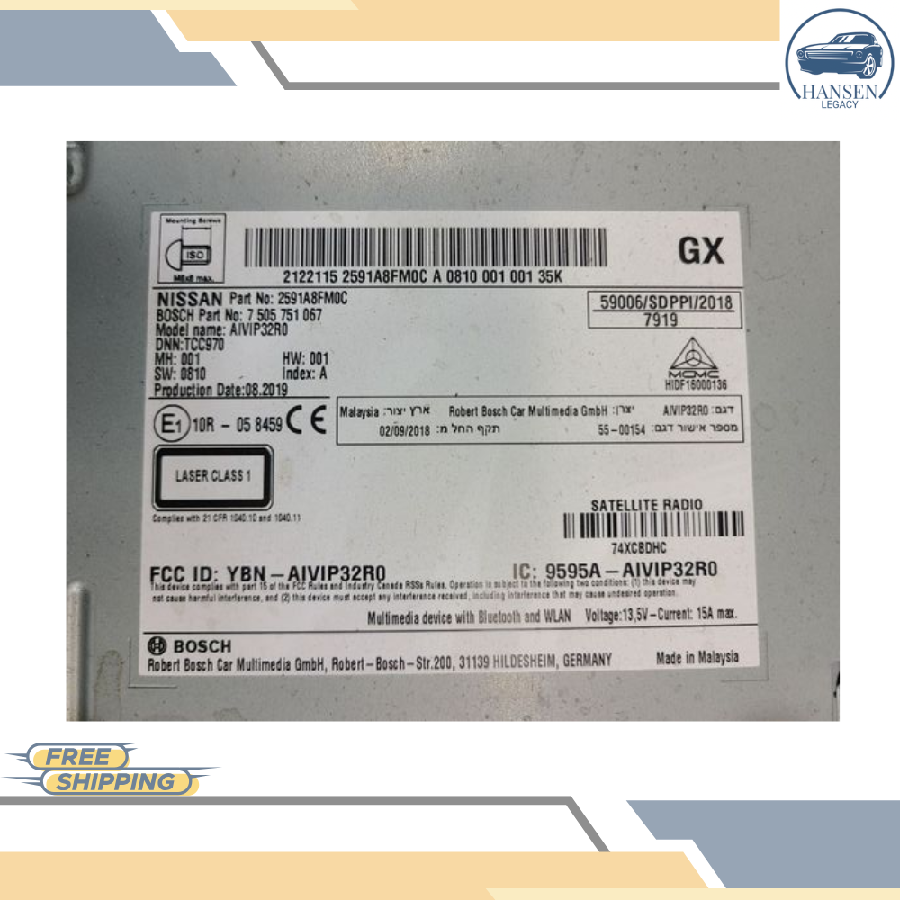 2018–2020 Nissan Rogue AM FM CD Radio Receiver OEM — view 2