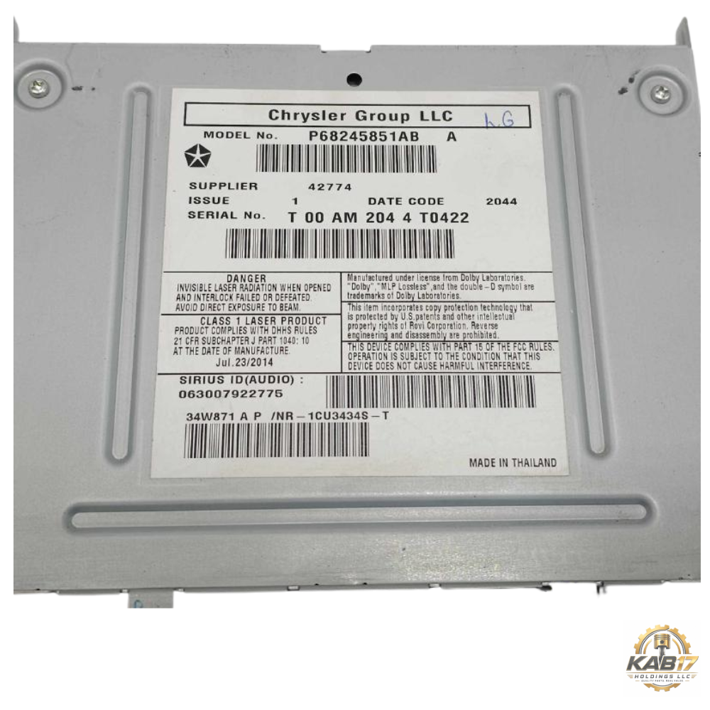 2012–2019 Chrysler Town Country Radio Display Receiver RHB NAV OEM — view 3