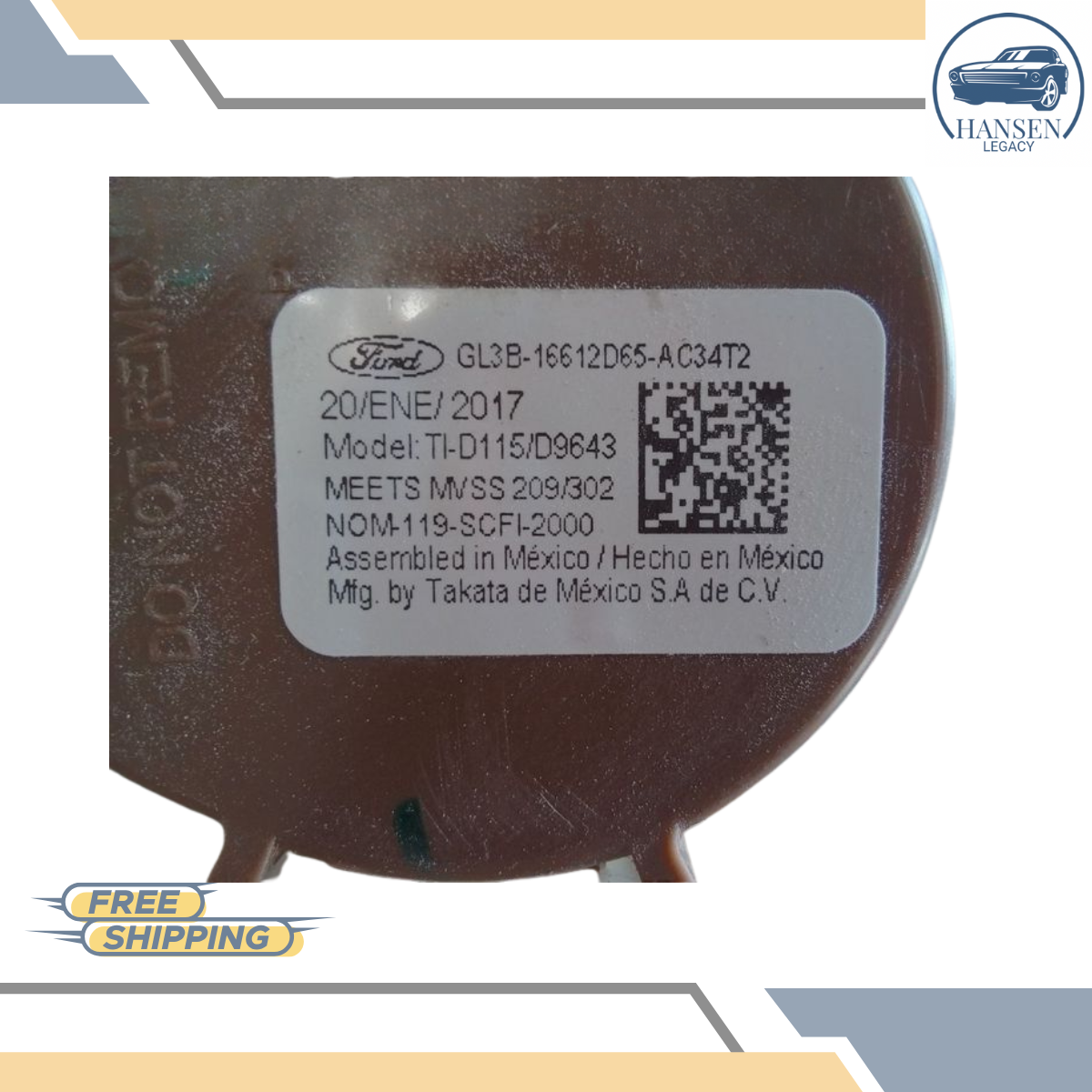 2016–2017 Ford F150 Left Driver Seat Belt Retractor Crew Cab BEIGE 16 17 — view 4