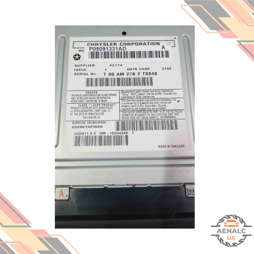 2012–2019 Chrysler Town & Country Radio Navigation Display Receiver RHB OEM — view 4