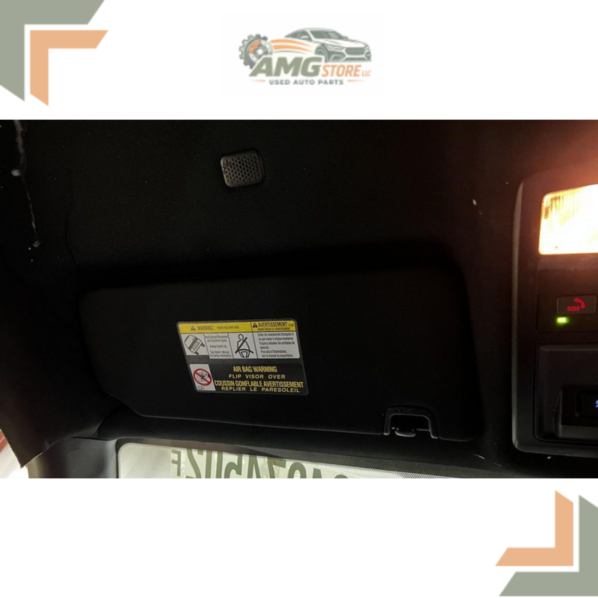 2016–2023 Toyota Tacoma Left Driver Side Sun Visor Illumination Black OEM — view 2