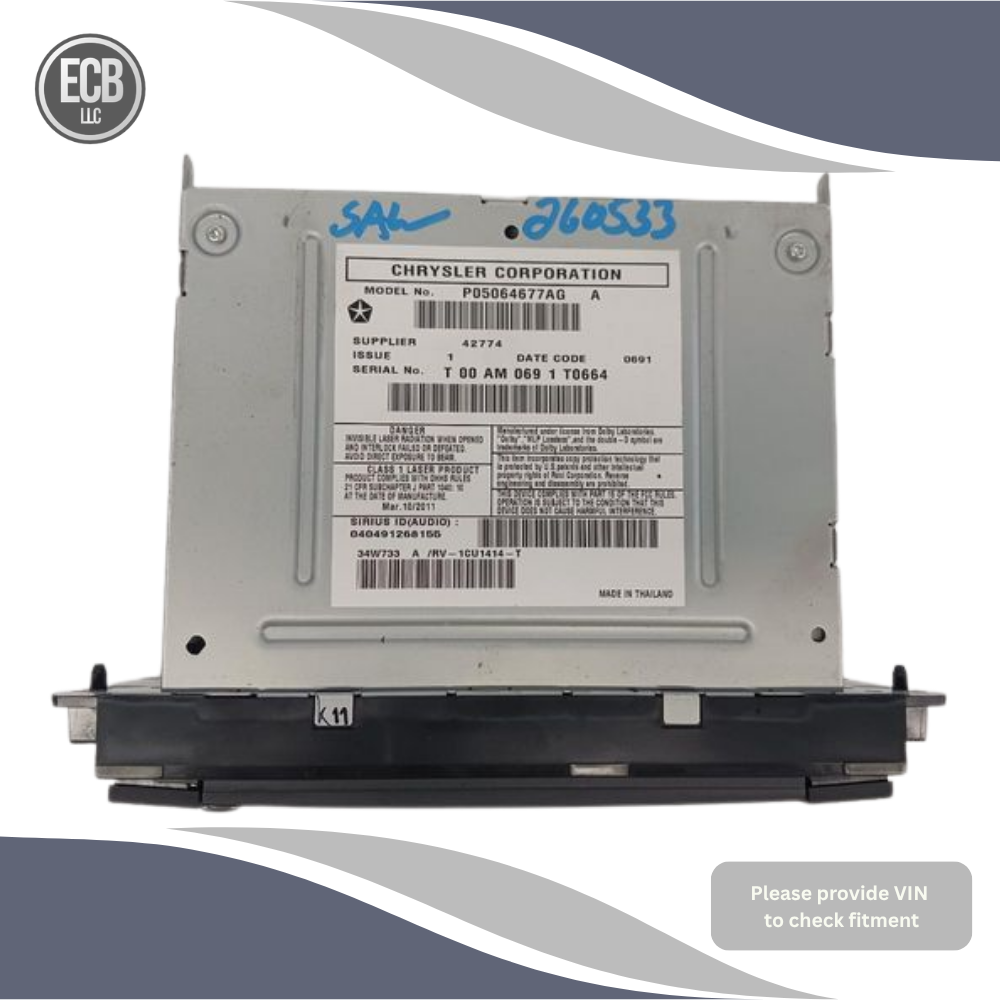 2011–2014 Chrysler 200 AM/FM/DVD Radio CD Player Receiver RBZ OEM — view 2