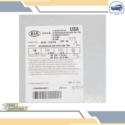 2014–2015 Kia Sorento CD MP3 Player Radio Media Receiver with Satellite & UVO OEM — view 2