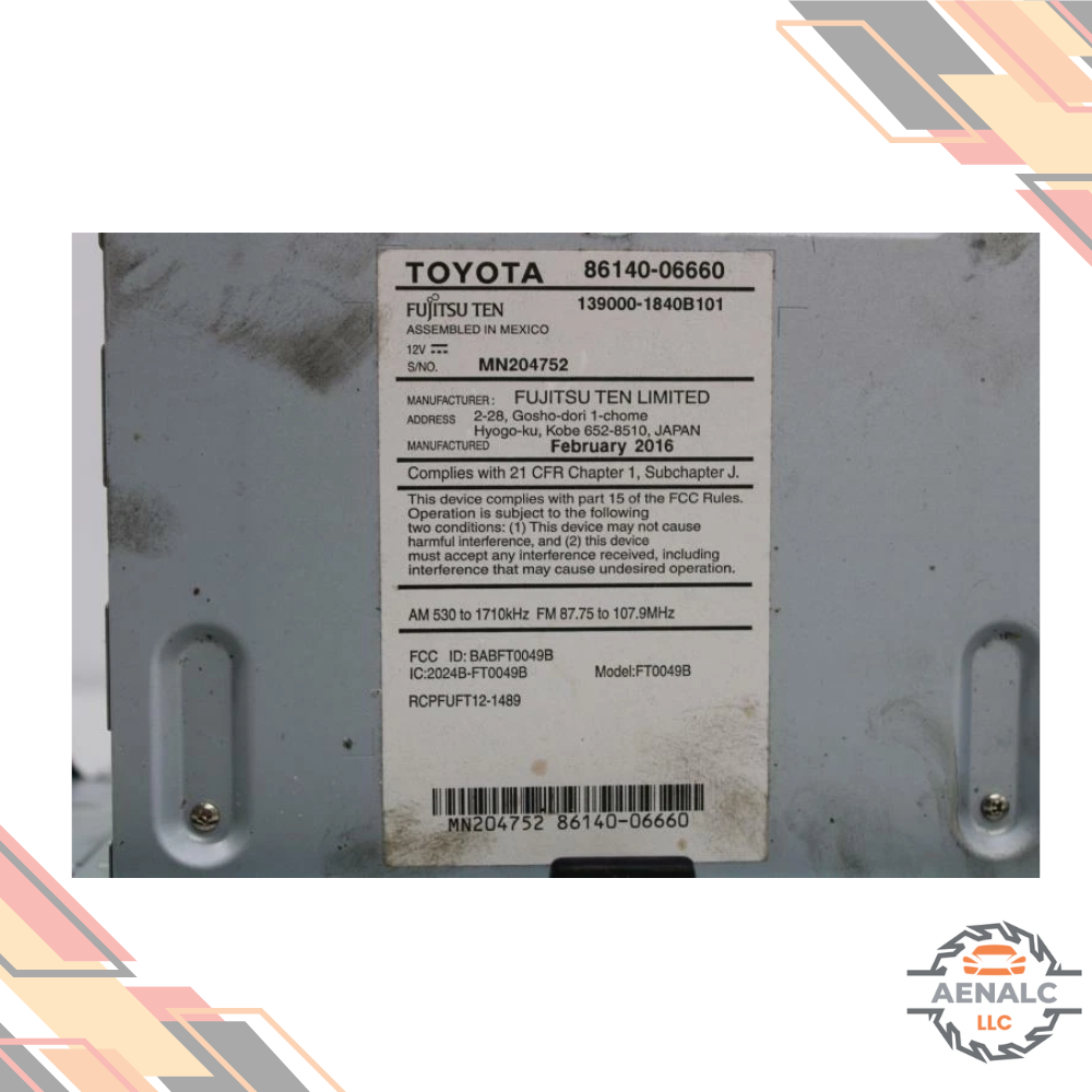 2015–2017 Toyota Camry Radio TouchScreen Display Receiver 100614 OEM — view 4