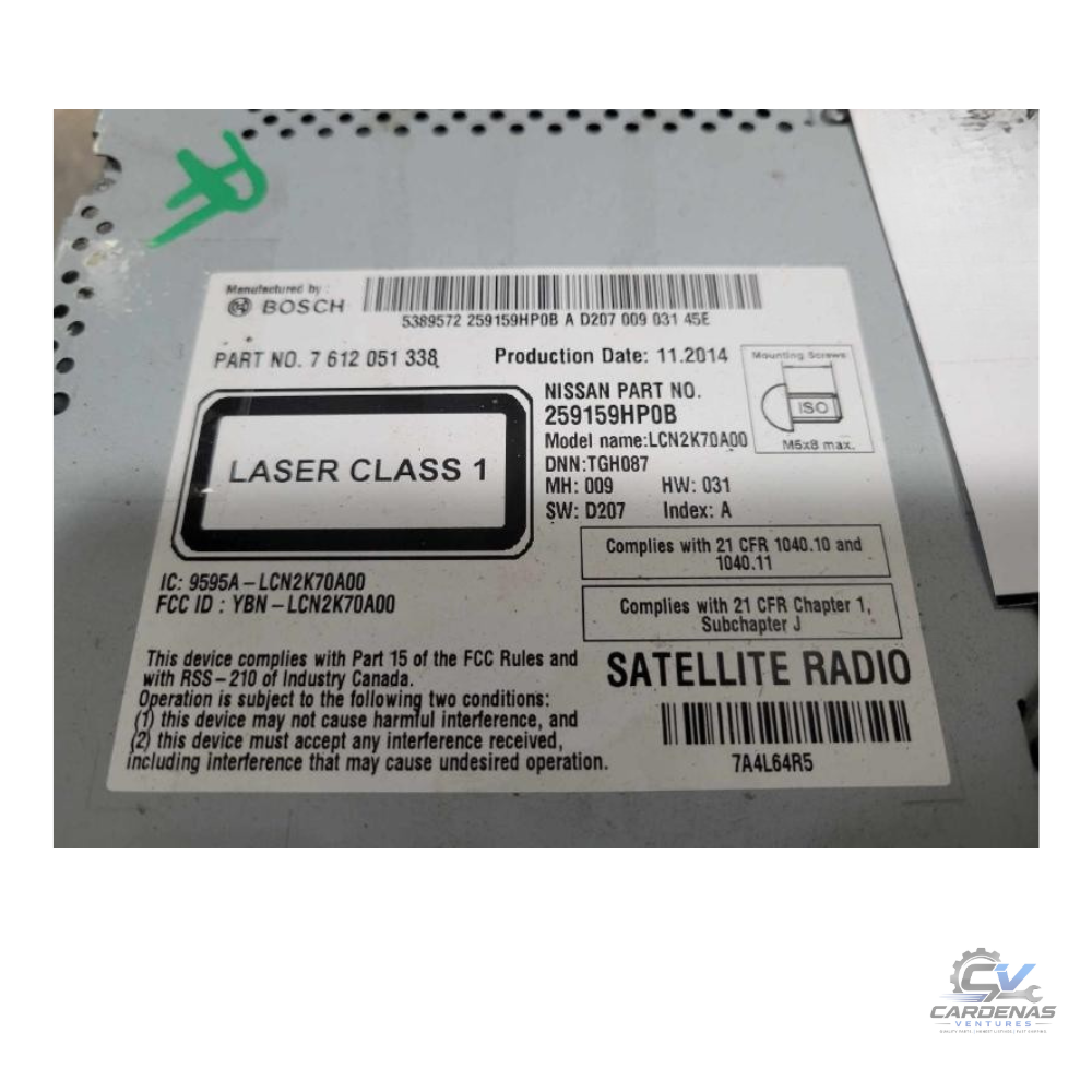 2015 Nissan Altima AM FM CD Player Radio Receiver with Navigation & Display OEM — view 2