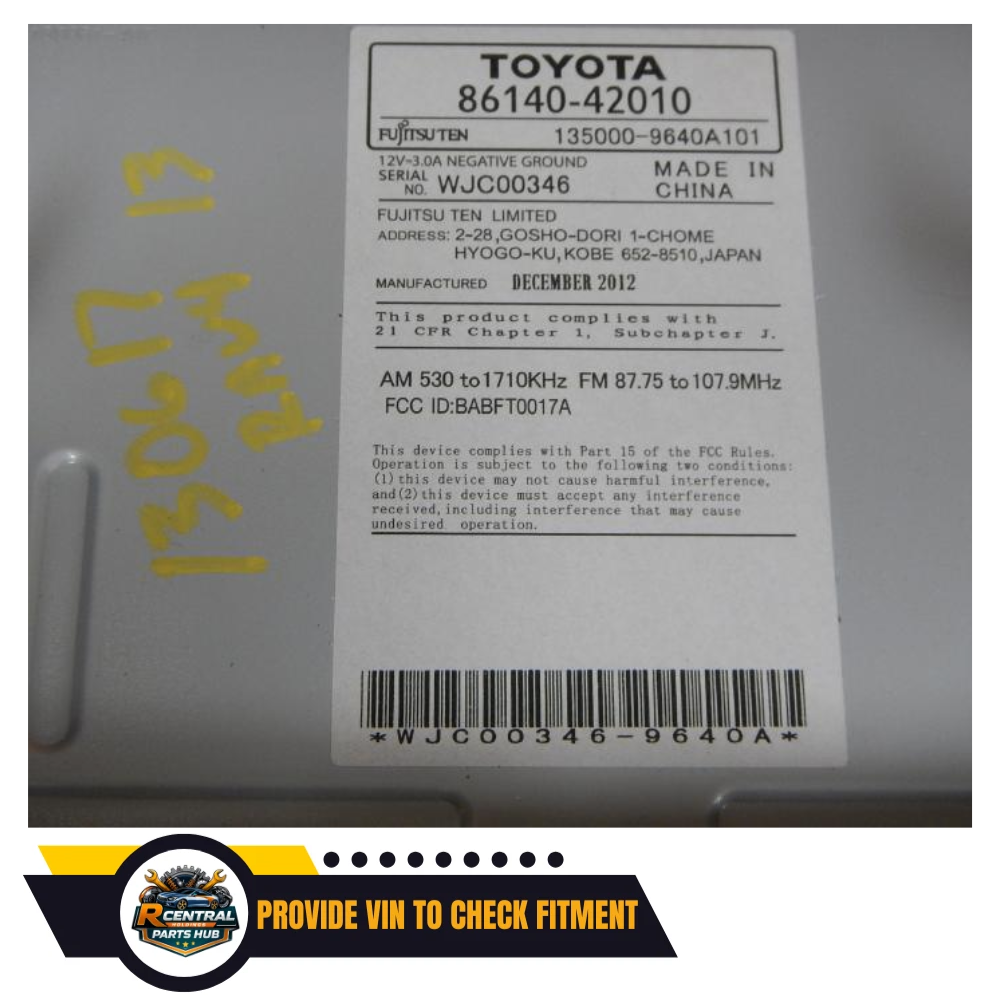 2013 Toyota Rav4 Radio Receiver with Display Screen 100067 — view 3