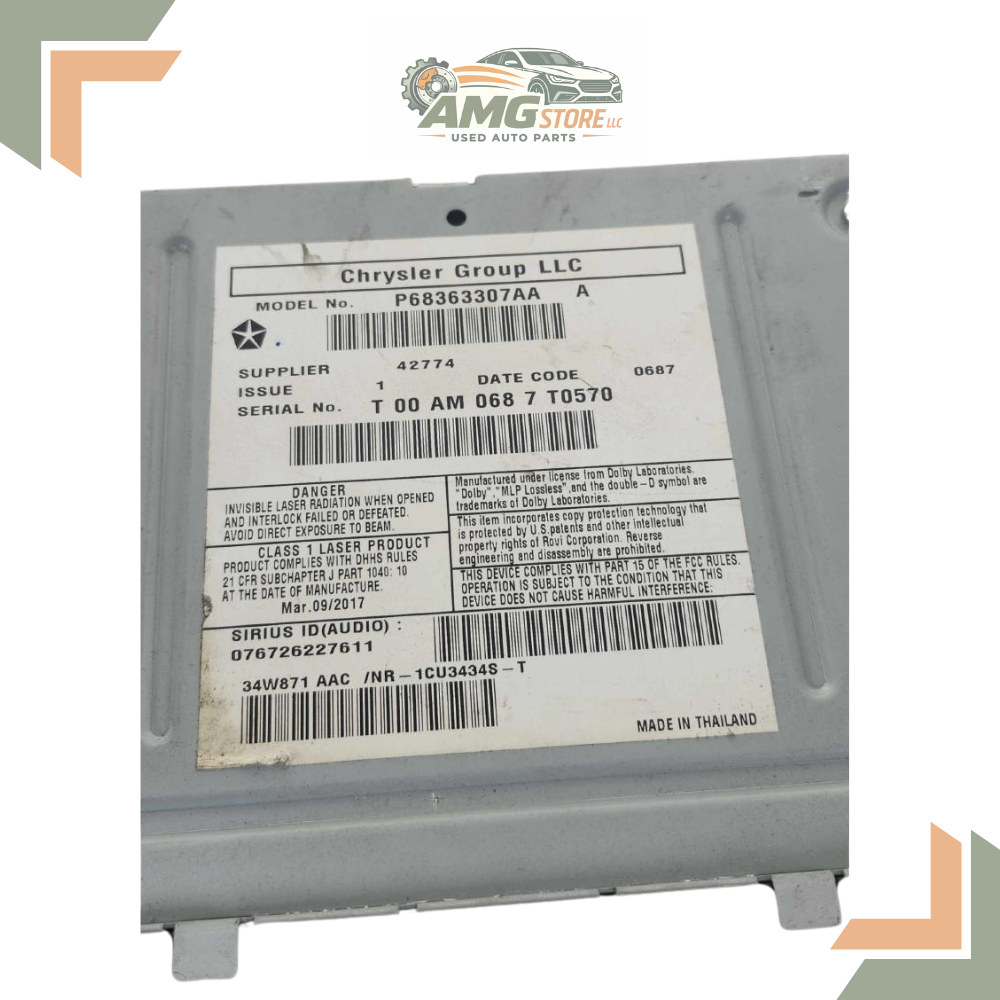 2013–2019 Dodge Caravan AM FM CD Satellite Radio Receiver RBZ OEM — view 3
