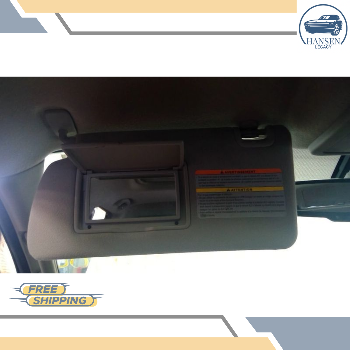 2013–2021 Nissan Frontier Left Driver Side without Illumination Sun Visor Gray — view 2