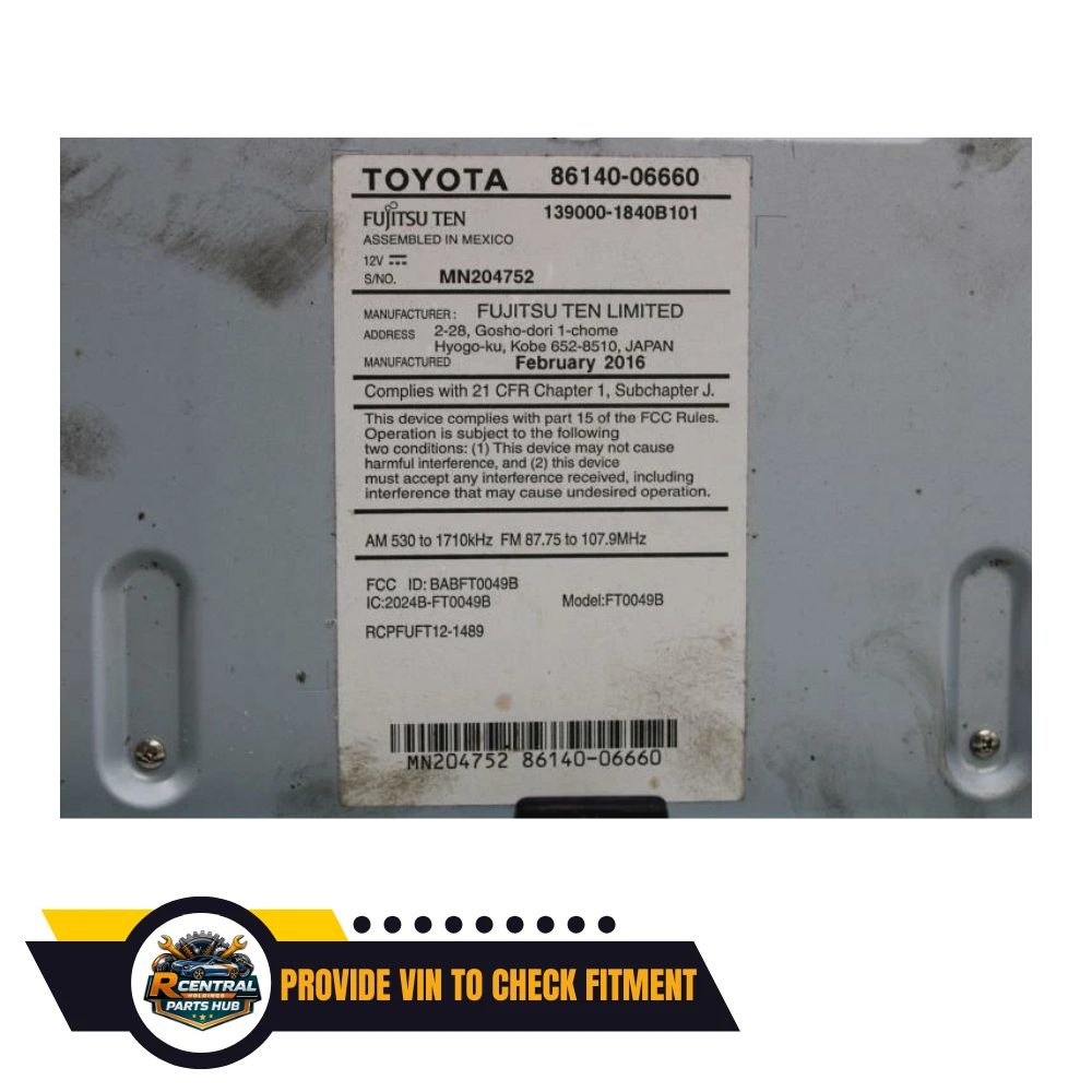 2015–2017 Toyota Camry Radio TouchScreen Display Receiver 100614 OEM — view 4