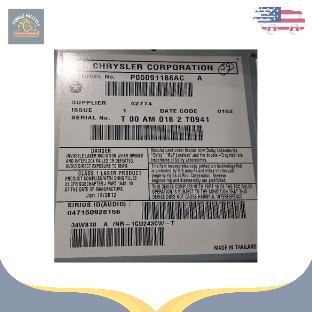 2012 Jeep Grand Cherokee Radio with Navigation Sat CD DVD HDD Face ID RHB OEM — view 3