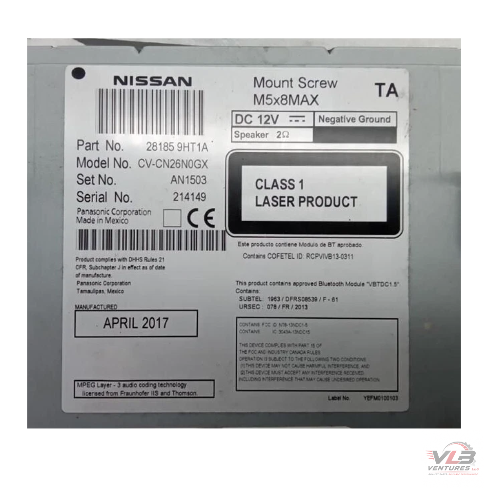 2016–2017 Nissan ALTIMA Radio Display Receiver AM FM CD BASE OEM — view 2