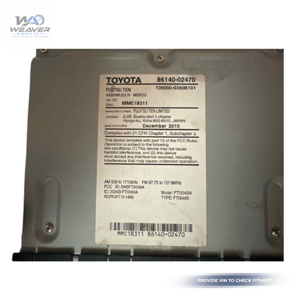2015–2016 Toyota Corolla - Radio 6.1" Display Receiver AM FM CD ID 100571 OEM — view 4